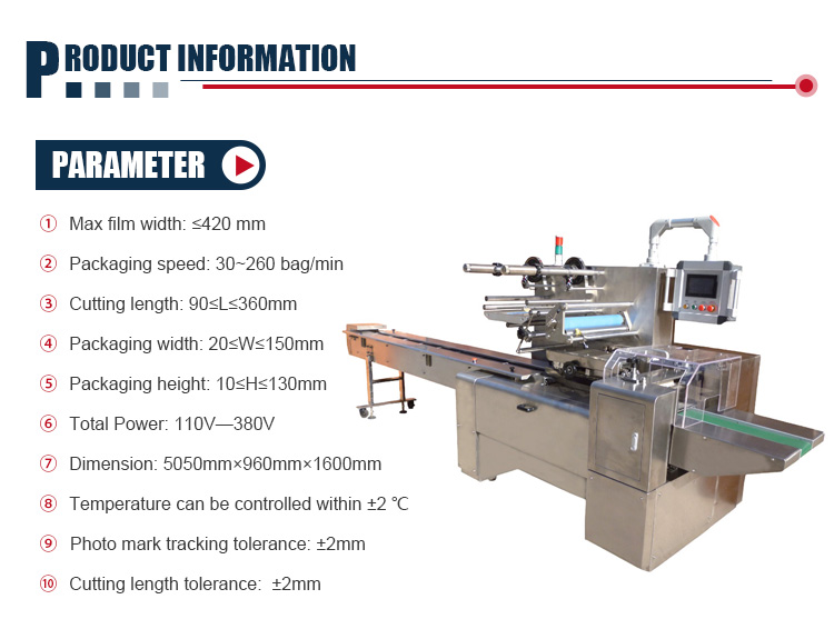 Temperature Control Crackers Biscuit Film Auto Packing Machine With Counting