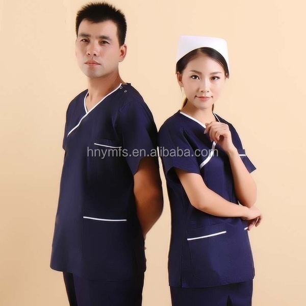 wholesale new style stretchy medical scrubs sets nurse uniform Custom V neck with 3 pockets unisex scrub set hospital uniform