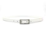 Womens Faux Leather Skinny Belts White Color For Dresses Rectangular Metal Pin