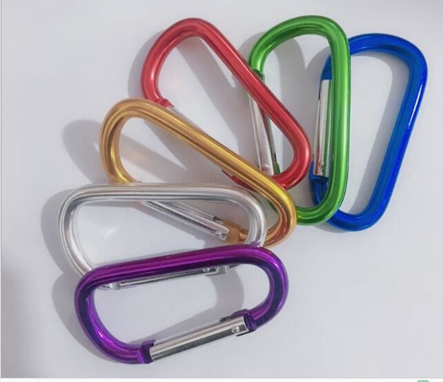 D Shaped 80x8mm Assorted Color Aluminum Snap Hook Aluminum Carabiner