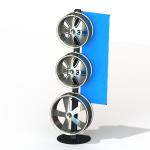 One Side Wheels Auto Parts Display Racks With Metal Tube Frame Heavy Weight