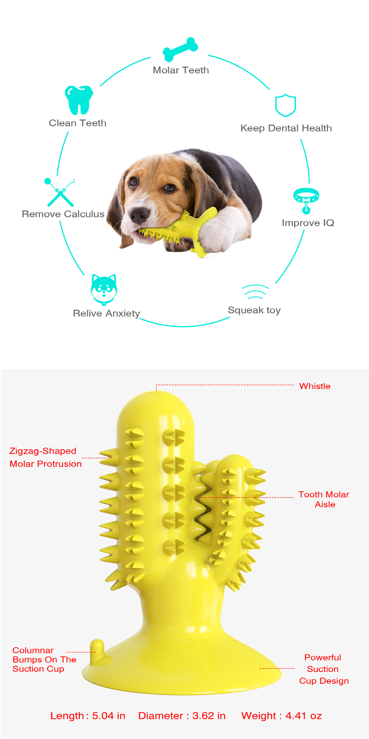 Durable Rubber Cactus Tough Interactive Squeaky Dog Toys For Aggressive Chewers