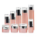 Pink Painting 100ml 3.4oz Glass Cosmetic Pump Bottle for Skin Care Lotion