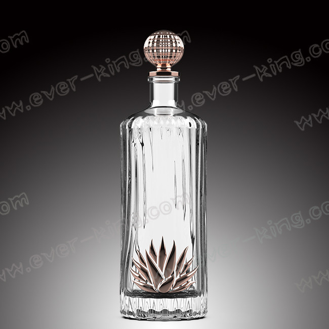 Liquor Spirit Glass Bottle Logo Embossed Customized 750ml