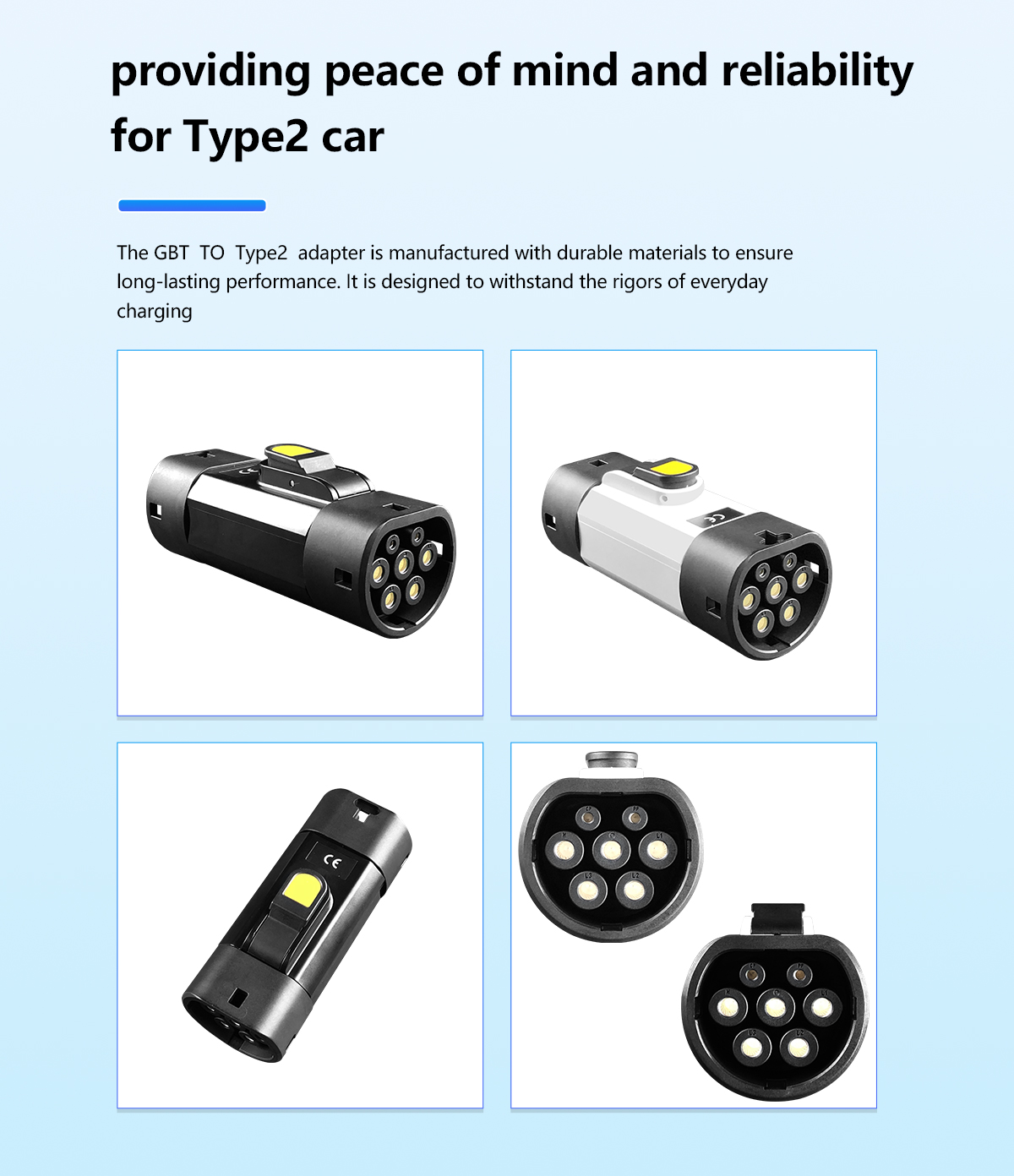 Qiaoyi GBT to Type2 22kw 380v AC Inlet Adapter for Electric Vehicles 32A Charging Connector Outlet Plug ev charger adaptor