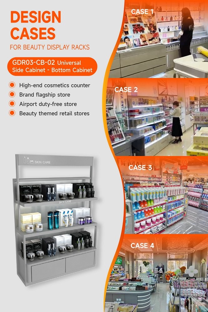 GDR03-CB-02 Universal Side Cabinet with 40mm Soft Film Light Box and Black Aluminum Price Tag Holder for Fashion Boutiques