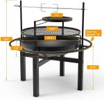 32'' Steel Barbecue Outdoor Wood Burning Fire Pit Backyard With Cooking Grill