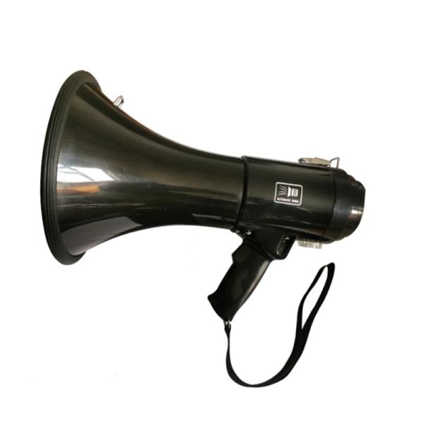 50W Large Power Plastic Handheld Black Megaphone with Music Siren Versatile