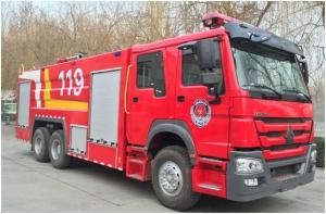 Quality HOWO 10 Wheeled Heavy Duty Fire Truck Red Color With 15000L Foam Tank wholesale