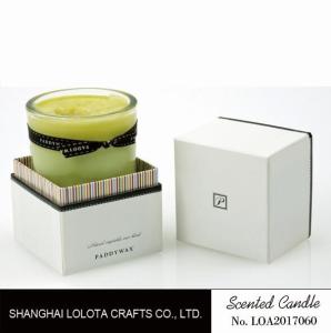 Quality Green Color Luxury Soy Wax Candles With Ribbon And White Color Rigid Gift Box wholesale