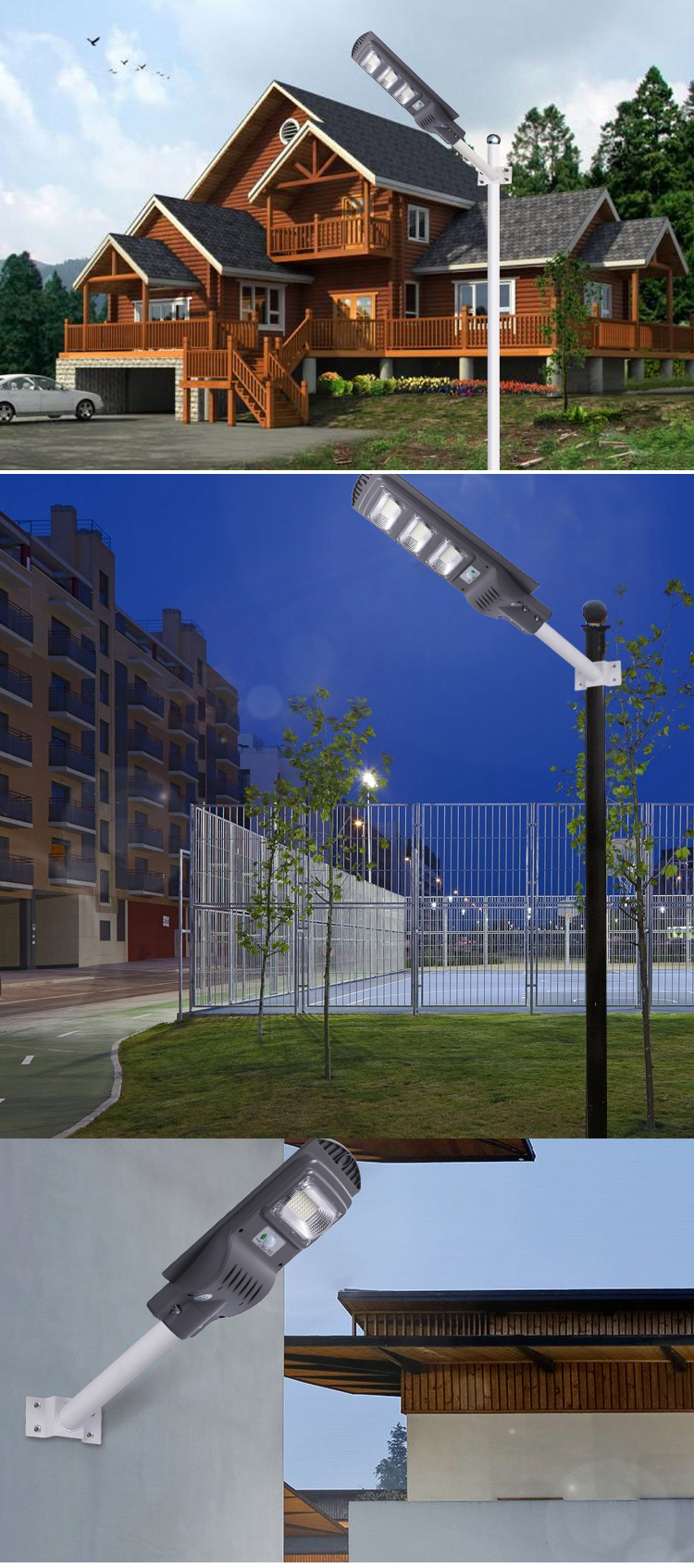 30w 60w 90w 120w LED Solar Powered Lights Integrated Motion Detector Street Lights