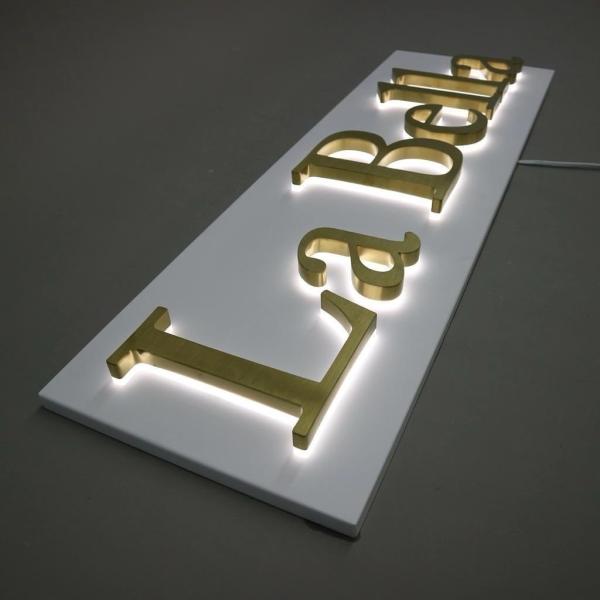 Custom 3D Stainless Steel Letters Sign Logo Gold Signage Backlit Signs Made for