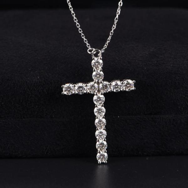 925 Sterling Silver Moissanite Jewelry Cross Pendant Chain Hip Hop Melee