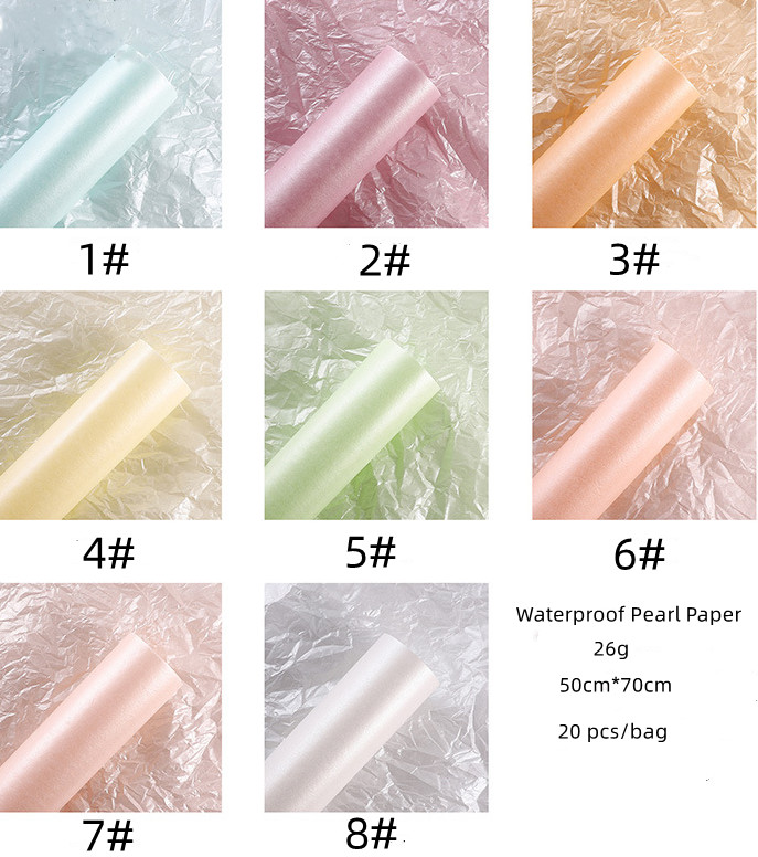 50cm X 70cm Flower Wrapping Paper Waterproof Elegant Pearl Rolls