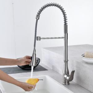 Quality SUS304 Stainless Steel Single Lever Kitchen Faucet PEX hose wholesale