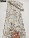 2023 New style sequins lace african fabric for wedding tulle mesh french white