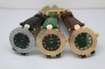 Gold Jade Watch Genuine Leather Band For Women Water Resistant