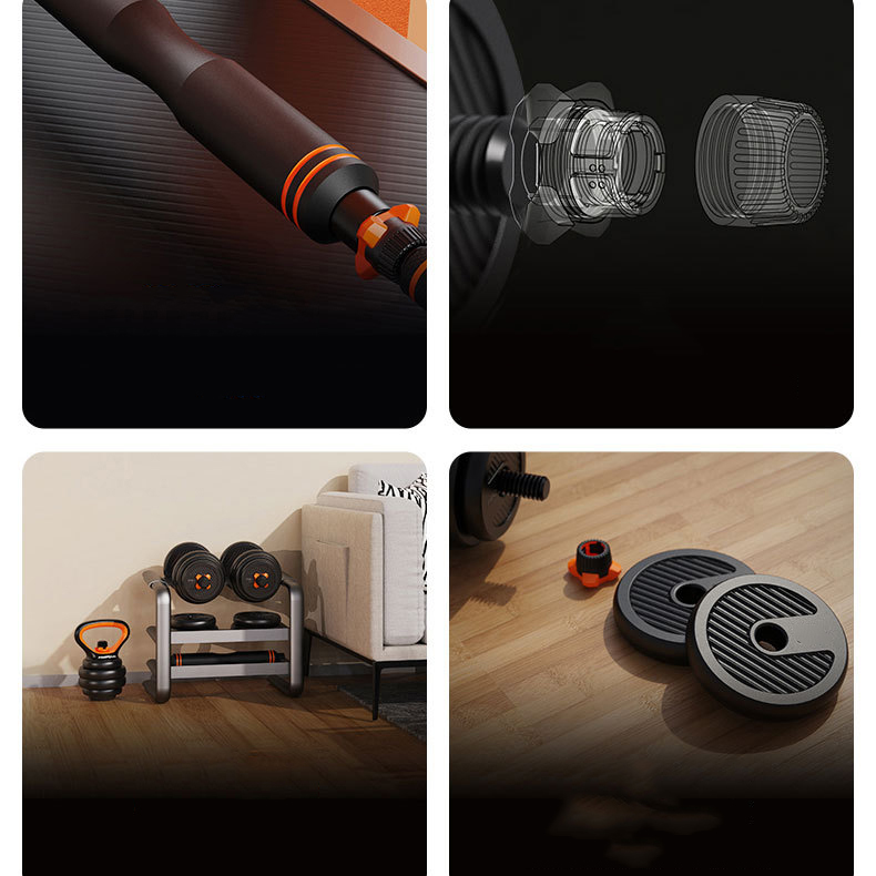 50KGS 51cm Cast Iron Dumbbells Set Adjustable Weight 20kg Kettlebells Equipment