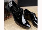 Black Shiny Men Formal Dress Shoes Patent Leather Oxfords Style With Printed