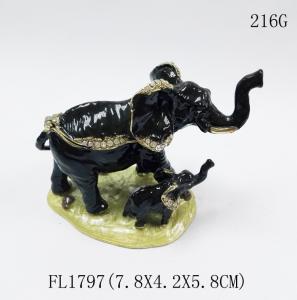 Quality Decorative Metal Alloy Elephant Jewelry Trinket Box elephant shaped jewelry box for promotional gift wholesale