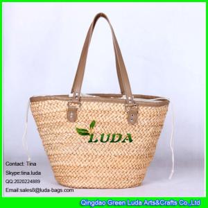 Quality LUDA ice cream straw handbags top leather piping straw tote beach bags wholesale