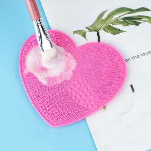 Quality Heart Shaped Silicone Makeup Mat Suction Cup Brush Cleaning Pad wholesale