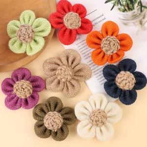 Quality 8cm Burlap Ribbon Flowers Diy Orange Black Jute Rope Flower wholesale