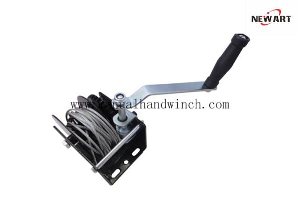 Steel A3 1500 lb Worm Drive Hand Winch Black Spraying Worm For Warehouses