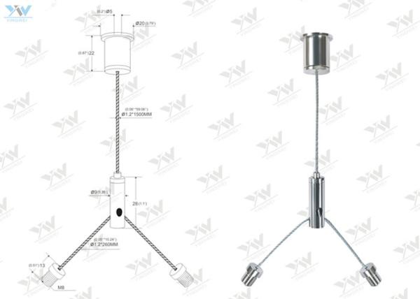 Galvanized / Stainless Steel Wire Suspension Kit , Y - Cable Track Light