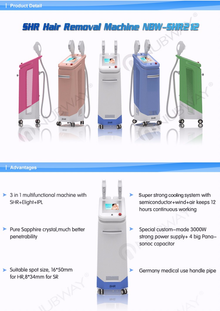 CE/FDA approved 2000W 2 handles skin rejuvenation 3 in 1  elight  ipl shr hair removal machine