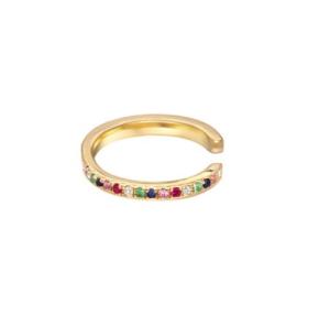 Quality Women's Classic Rainbow Pave Setting Cubic Zircon 925 Sterling Silver Ear Cuff Jewelry wholesale