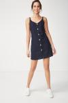 Summer women button down mini simple dress