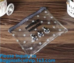 Quality Logo Printed Plastic Stationery Packaging Bag Custom Pvc Zipper Slider Bag,Matte Frosted PVC Slider Zipper Bag Plastic B wholesale