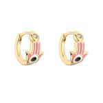 Zircon Colorful 14k Gold Hoop Earrings Jewelry Enamel Palm Cuff For Women Girls