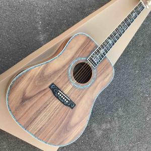 Quality Real Abalone Inlay 41 Inch Koa Wood Round Body Classic Acoustic Guitar Free Shipping wholesale