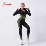 Zipper Crop Top Women 2 Piece Activewear Set High Waist Seamless Yoga Leggings
