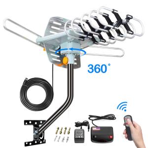 Quality 150 Mile Outdoor Yagi Antenna Motorized 360 Degree Rotation OTA Amplified wholesale