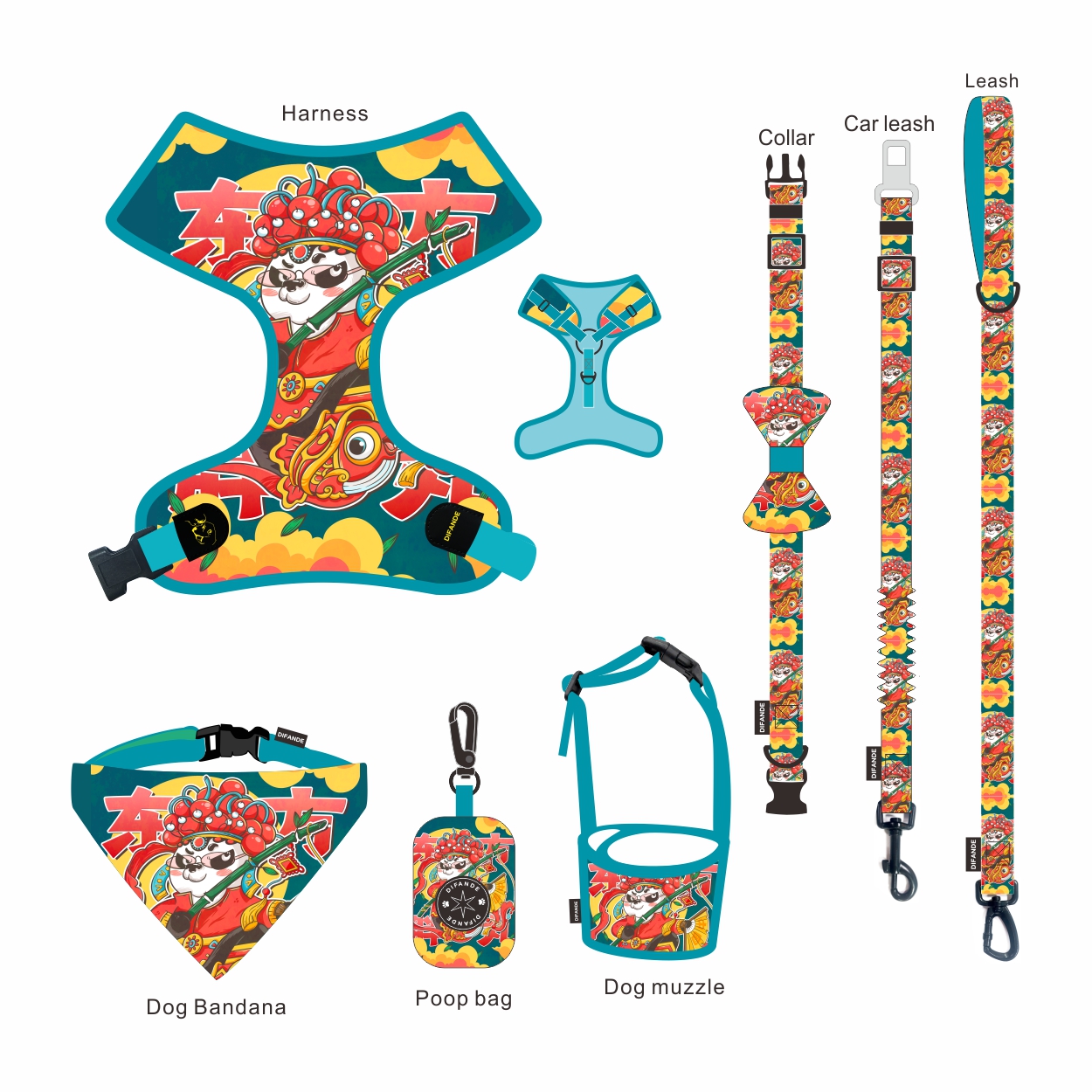 7 Pieces Outdoor Dog Accessories Ajustable Ribbons Decoration