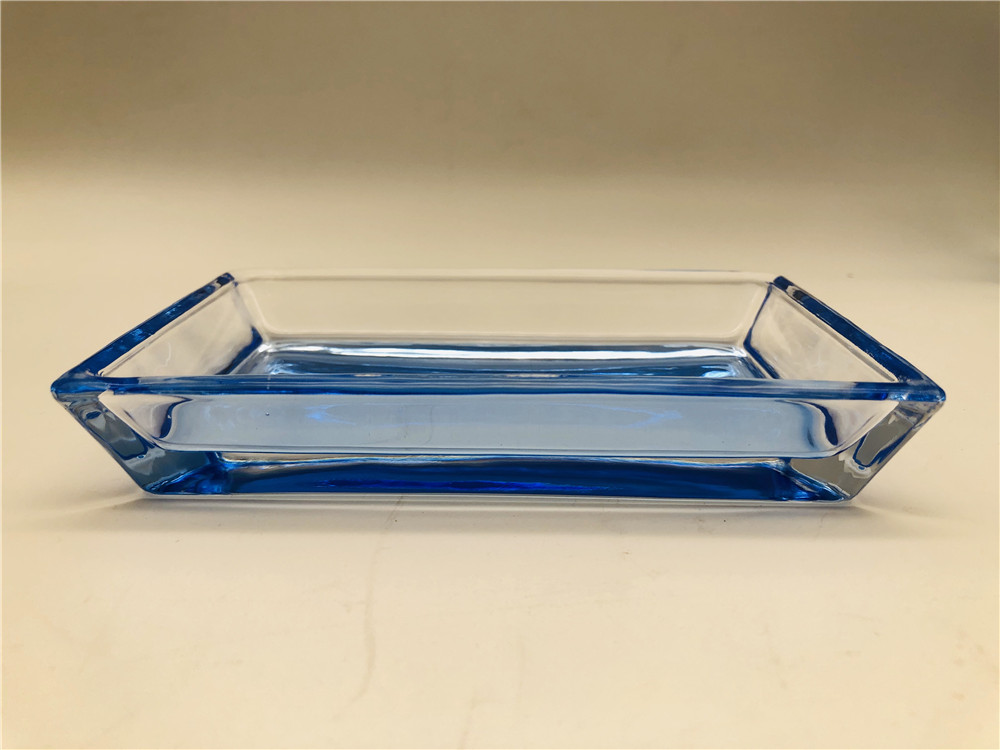Square Glass Accessories Set Vintage Style For Home Hotel Ombre Blue