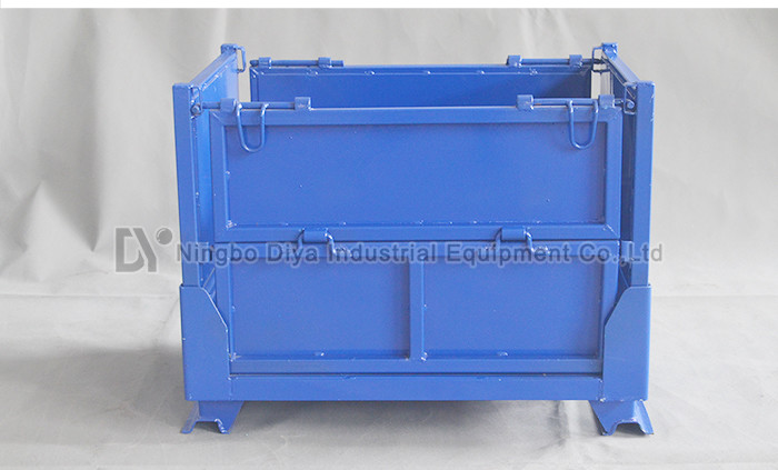 Industrial Steel Folding Stacking Rack System , Blue Steel Turnover Box
