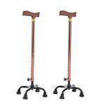 Stable Quad Base Brown Aluminum Walking Cane 25*5*90cm High Stability