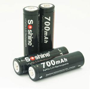 Quality Soshine 3.2V LiFePO4 AA / 14500 700mAh battery, excellent for flashlight, power tools wholesale
