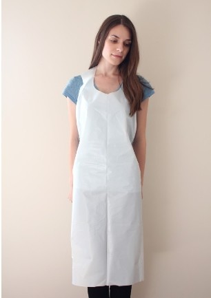 Food Industry Disposable Plastic Aprons Blue HDPE LDPE Smooth On Block