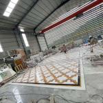 White and Yellow Marble Water Jet Carpet in Modern Design Style for Living Room