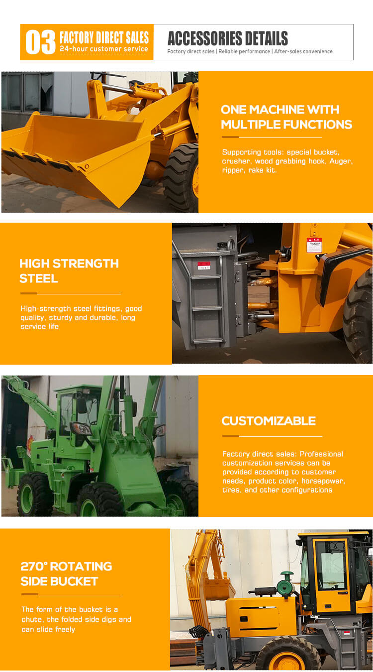 HQ-WZ-25-30 4x4 Hydraulic Excavator Loader Integrated Machine Wheel Mini Backhoe Loader