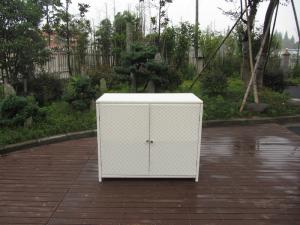 Quality Resin Wicker Storage Box , Aluminum Frame White Rattan Cabinet wholesale