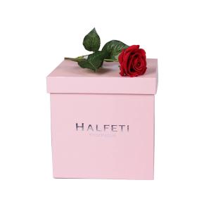 Quality Square Pink Flower Packing Chipboard Gift Boxes With Logo Silver Foiled wholesale