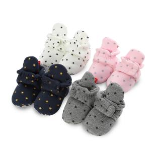 Quality Wholesale cheap Cotton fabric stars print fancy cute toddler boy girl baby booties wholesale