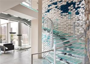 Quality Modern Curved Basement Stairs Laminated Tempered Glass Luxury Staircase Design wholesale