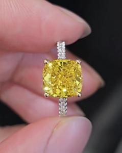 Quality Yellow Diamond Lab Grown Diamond Rings Engagement Wedding Ring wholesale
